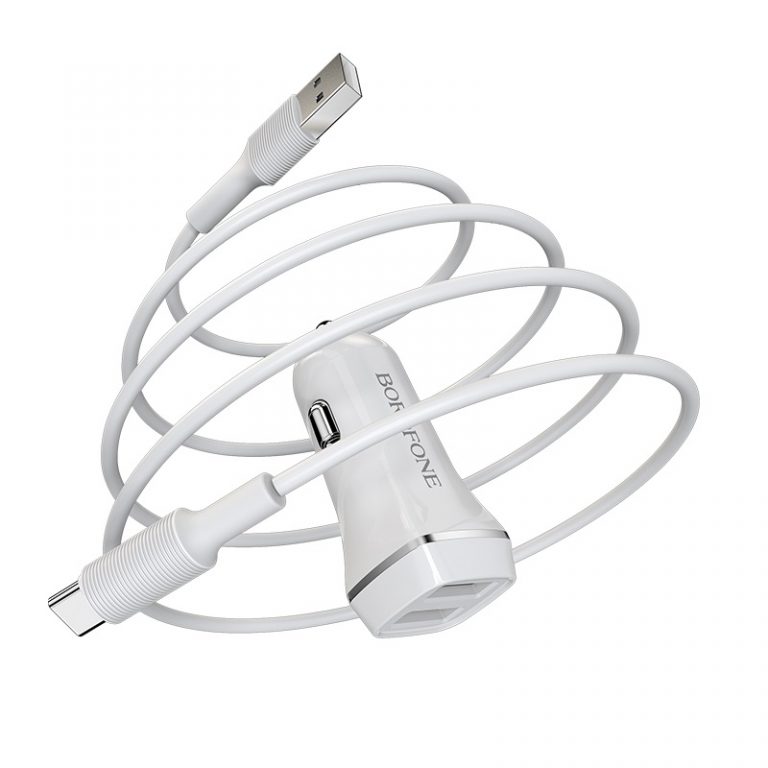 BOROFONE -Bộ Cóc Cáp Sạc Xe Hơi BZ2 Cổng Type C- 2 Cổng USB -Hàng Nhập Khẩu