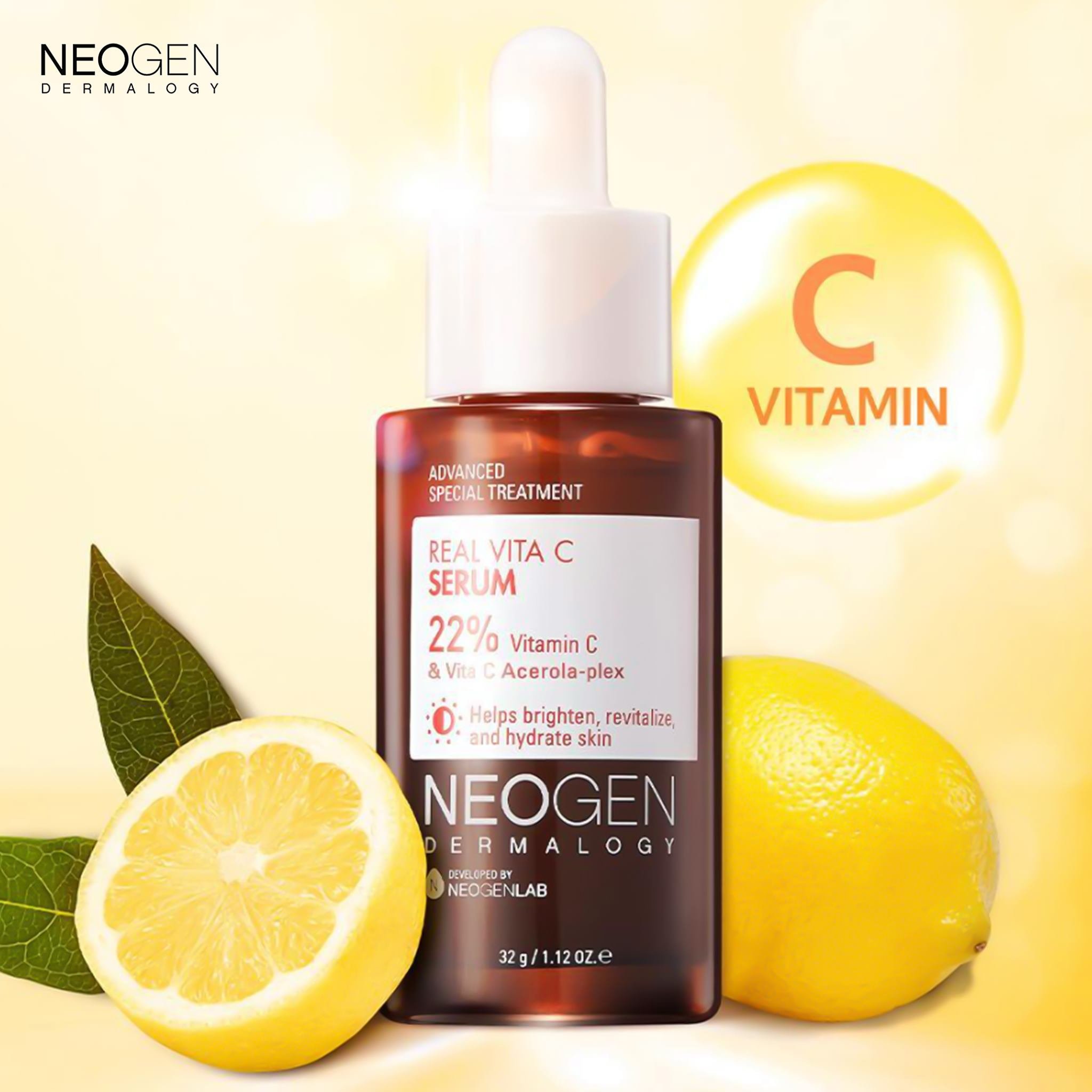 Tinh Chất Vitamin C Giảm Thâm, Làm Sáng Da Neogen Dermalogy Real Vita C Serum 32g + Tặng kèm 1 băng đô tai mèo (màu ngẫu nhiên)