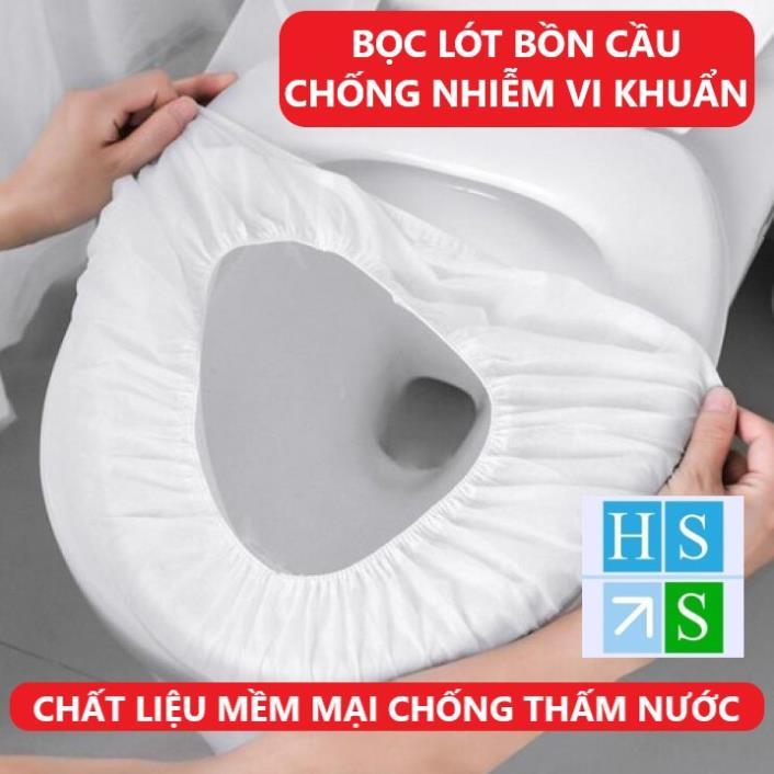 (Bịch 10 cái) Bọc lót nắp bồn cầu toilet dùng 1 lần sạch sẽ không thấm nước tiện mang theo du lịch - HS Shop Thủ Đức