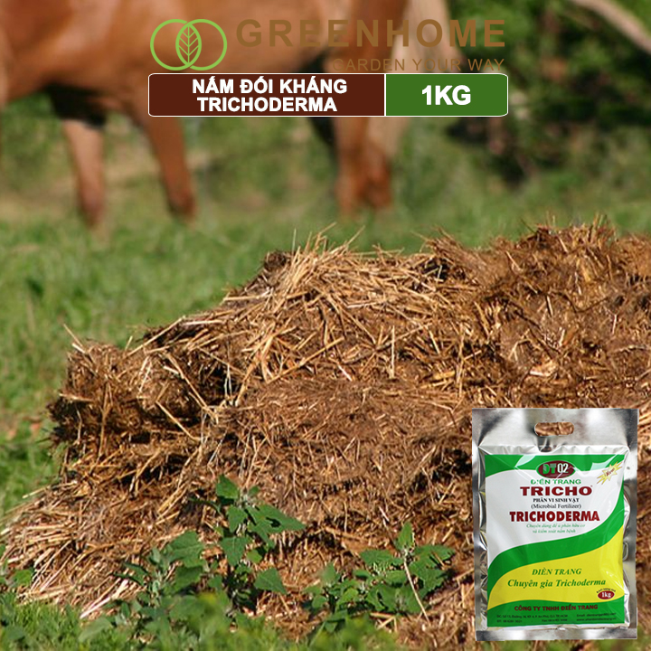 Phân vi sinh vật Trichoderma, bao 1kg ủ phân, ủ rác, đậu tương, tưới gốc |Greenhome