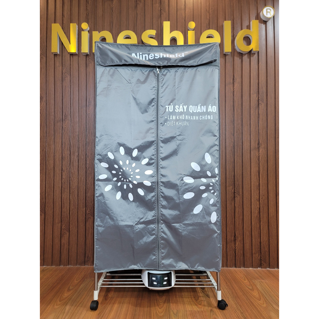 Tủ sấy quần áo Nineshield KB006 sấy lên đến 20kg - Khử khuẩn - Sấy khô - Hàng chính hãng - Bảo hành 12 tháng (Màu xám)