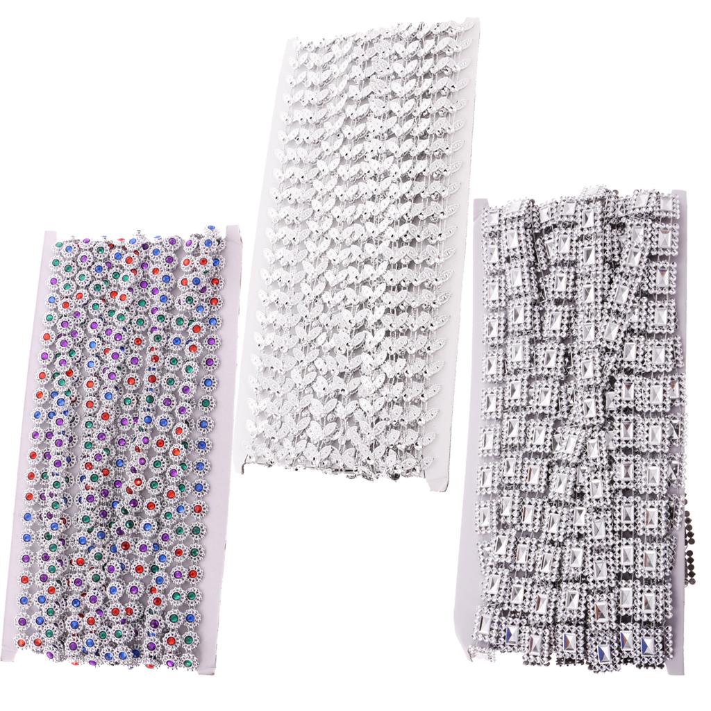 3 Miếng 9.1 Mét Pha Lê Đính Hạt Nơ Viền May Vá Thủ Công Tôn Dáng