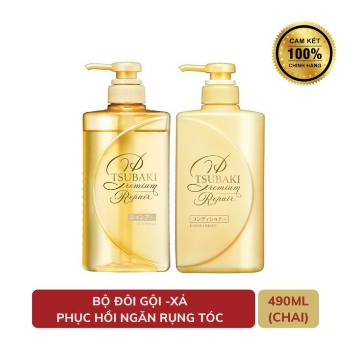 Dầu Gội/xả T.su.ba.ki Phục Hồi Ngăn Rụng Tóc 490ml Premium Volume &amp; Repair Shampoo-vàng ( không xuất hóa đơn đỏ )