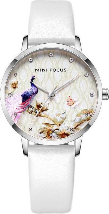 Đồng Hồ Nữ Dây Da thời trang trẻ trung MINI FOCUS mặt chim Phượng Hoàng MF0330L fullbox, chống nước - Mặt kính Mineral đính đá, Dây da sang trọng