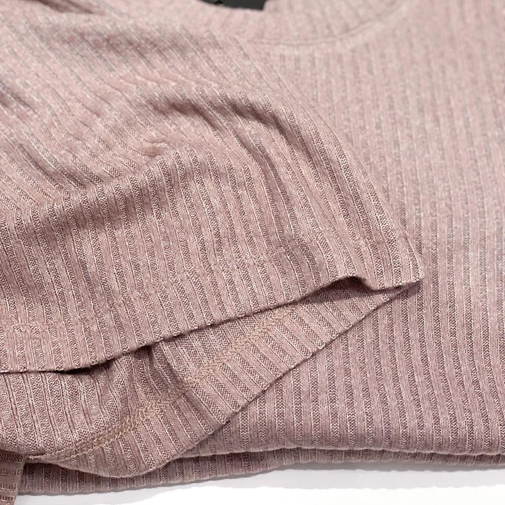 Áo Thun Gân Ngắn Tay Cổ Tròn Nâu Socola BY COTTON Ribbed Tee Chocolate