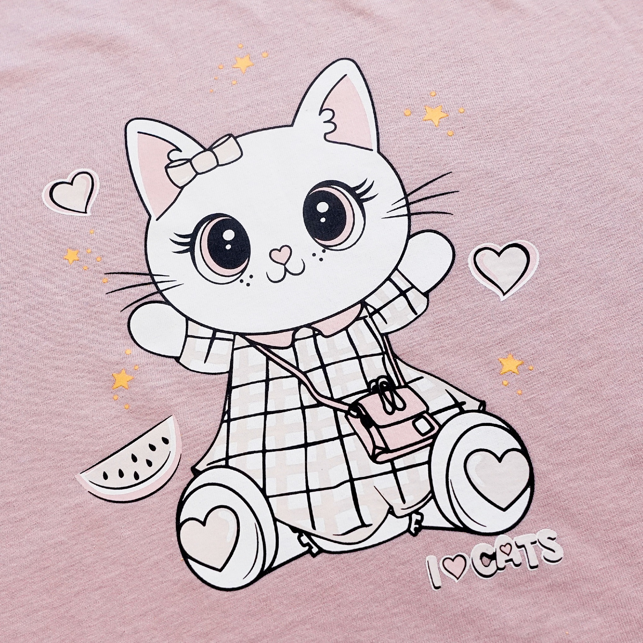 Bộ đồ cộc tay cho bé gái Bigfox Miss Meow size đại mặc nhà mùa hè vải cotton mềm cỡ trẻ em 3-11 tuổi