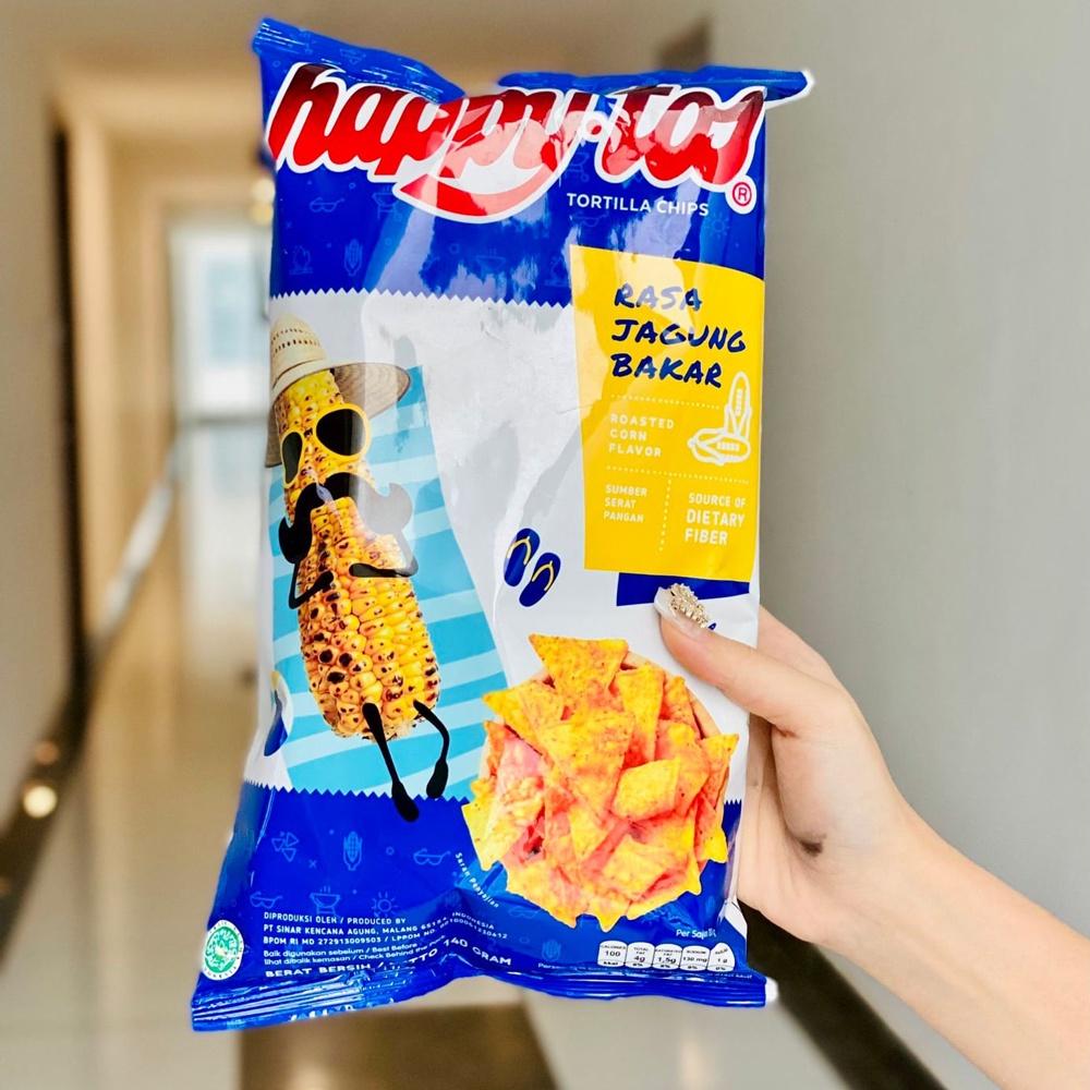 Snack Bắp Ăn Liền Happy Tos Bắp Vị Bắp Nướng Gói 140g - Nhập Khẩu Indonesia