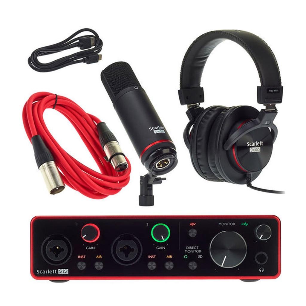 Combo soundcard và micro Focusrite Scarlett 2i2 Studio (Gen 3)- thu âm livestream karaoke tặng tai nghe kiểm âm HD2000