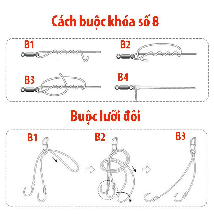 Lưỡi Câu Cá Đôi Buộc Sẵn Chuyên Câu Đài, Cách buộc lưỡi câu cá, Lưỡi câu đài LC-2