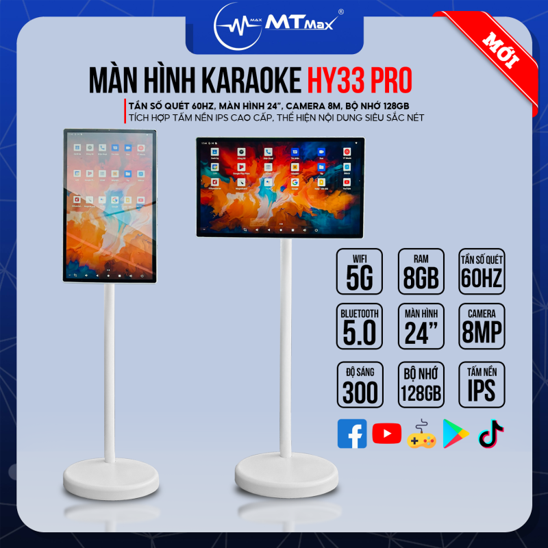 Màn Hình Cảm Ứng Di Động Thông Minh 24 inch HY33 Pro - Kết Nối WIFI 5G, Chụp Ảnh, Xoay 180 Độ, Xem Phim, Nghe Nhạc, Chơi Game Trực Tiếp Trên Màn Hình, Bảo Hành 12 Tháng, Hàng Chính Hãng
