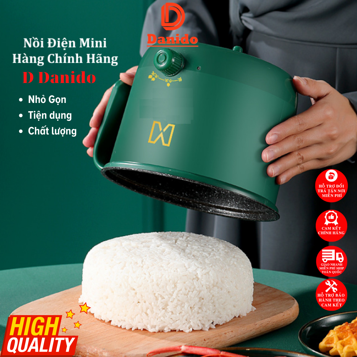 Nồi điện đa năng 1.3 Lít, nồi lẩu mini, ca nấu mì cao cấp 2 tầng - Nồi điện với 2 nấc nhiệt thế hệ mới có tay cầm - Hàng chính hãng D Danido (Logo hình ngẫu nhiên)