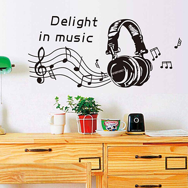 Decal Dán Tường Họa Tiết Tai Nghe Nhạc PK192