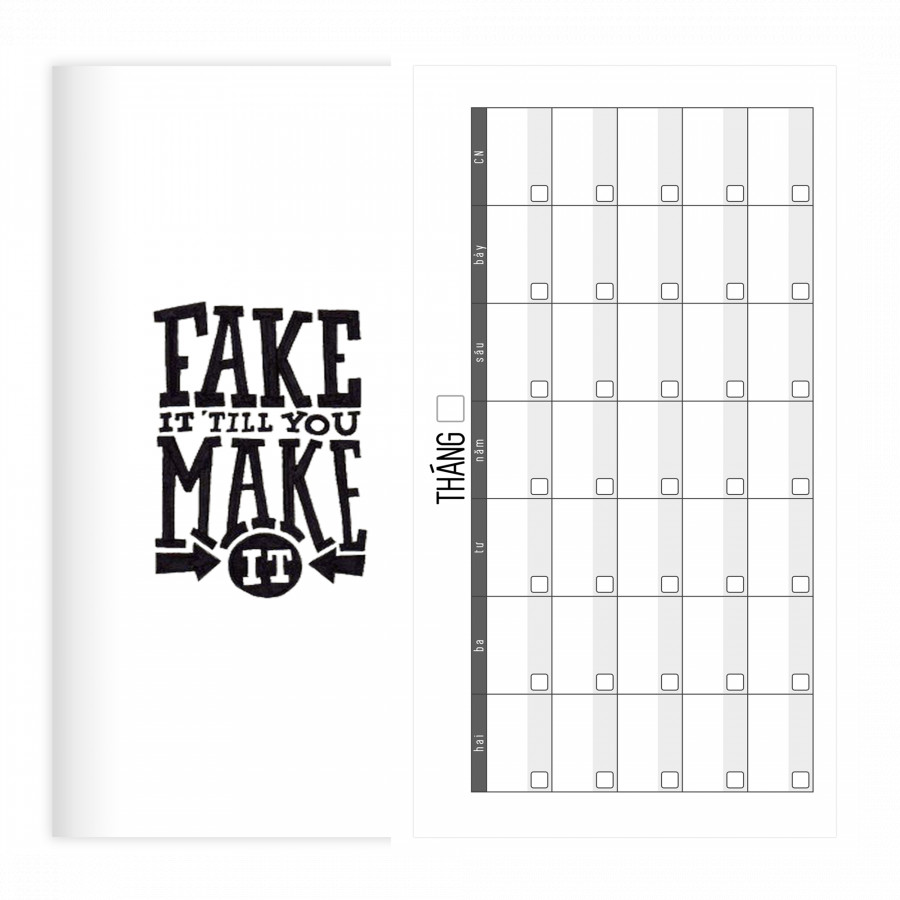 Sổ tay planner Bìa fake it do it Sổ &quot;Đúng hẹn&quot;  kích thước 21x11 60 trang