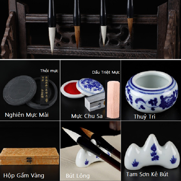 Hộp Dụng cụ Mài vẽ mực Thư Pháp,chữ Nôm,chữ Hán cao cấp
