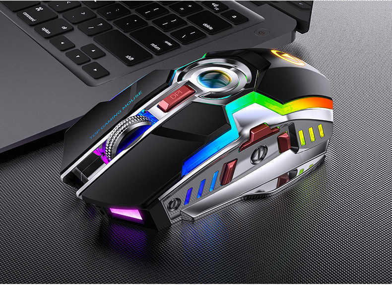 Chuột A5 Không Dây Chơi Game Sạc Pin Im Lặng Ergonomic 7 Phím Đèn Nền RGB 1600 DPI Chuột Cho Game Thủ Chuyên Nghiệp