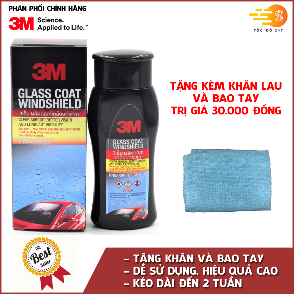 Bộ 5 sản phẩm 3M chai xịt bảo dưỡng nội thất 39040LT, bảo dưỡng lốp 39042LT, tăng độ bóng sơn 39034LT, chống bám nước kính xe 08889LT và khăn lau chuyên dụng SQ21 (màu ngẫu nhiên)
