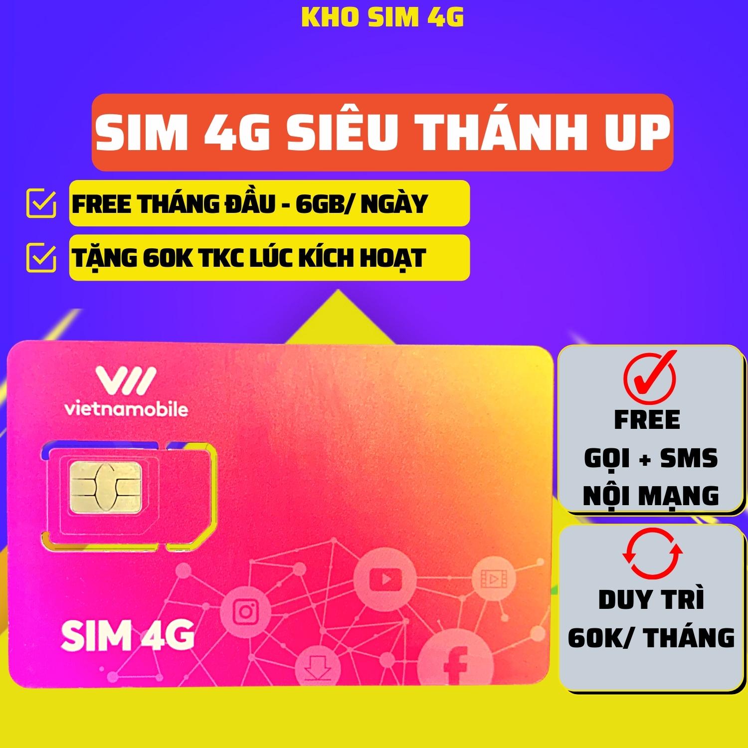 Hàng Chính Hãng - Sim 4G Vietnamobile Siêu Thánh Úp Data 180Gb (6Gb/Ngày) - Gọi Miễn Phí - Sim Không Giới Hạn Data - Giá Siêu Rẻ