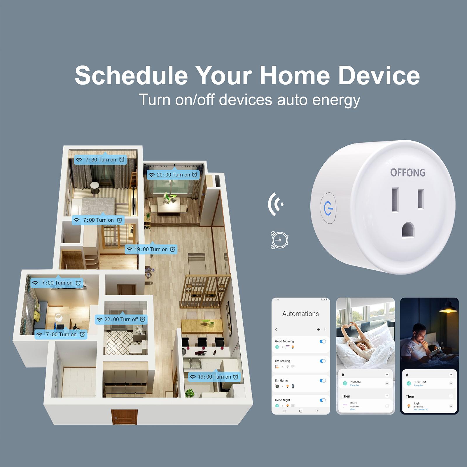 2 Ố cắm điện thông minh điều khiển từ xa bằng giọng nói + wifi tương thích
