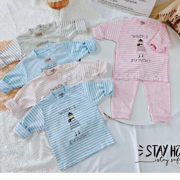 Bộ cotton nỉ len quần áo bé trai bé gái thu đông 9-22kg