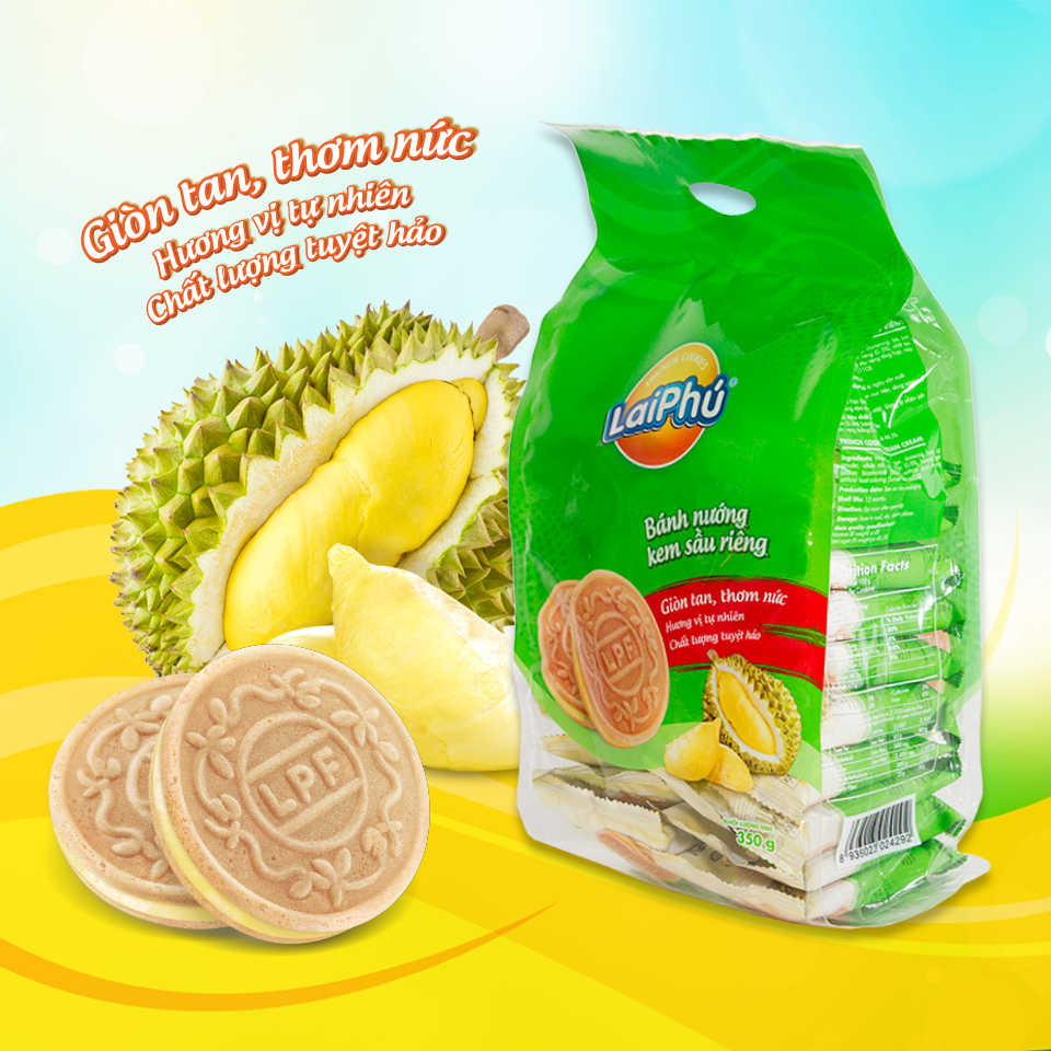 Bánh cookie Lai Phú kem Sầu Riêng 350g