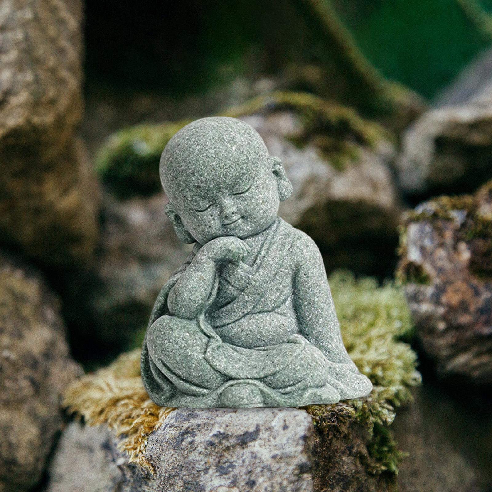 Monk Figurine Buddha Statue Sculpture Chinese Sculpture for Tabletop Car Outdoor