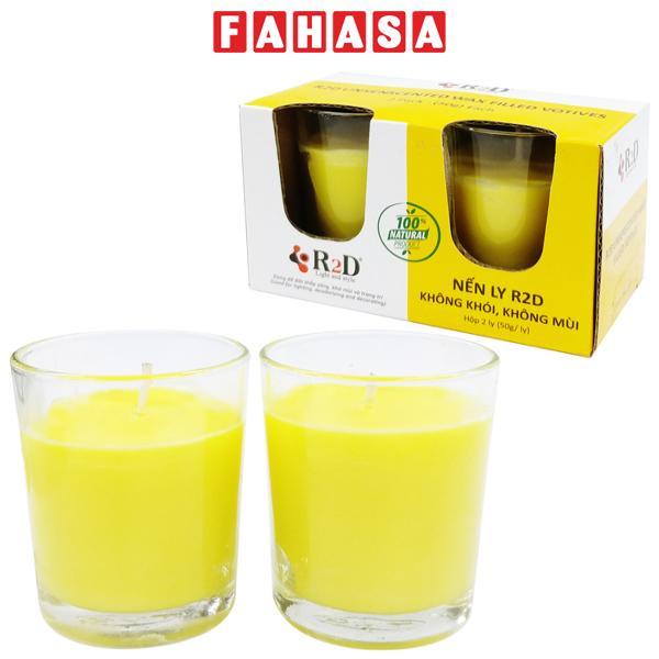 Hộp 2 Nến Ly Không Khói Không Mùi R2D - Màu Vàng (50gr/ Ly)