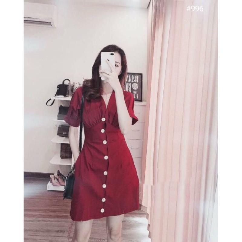 Đầm cổ chữ V đúp ngực có 3 màu có size