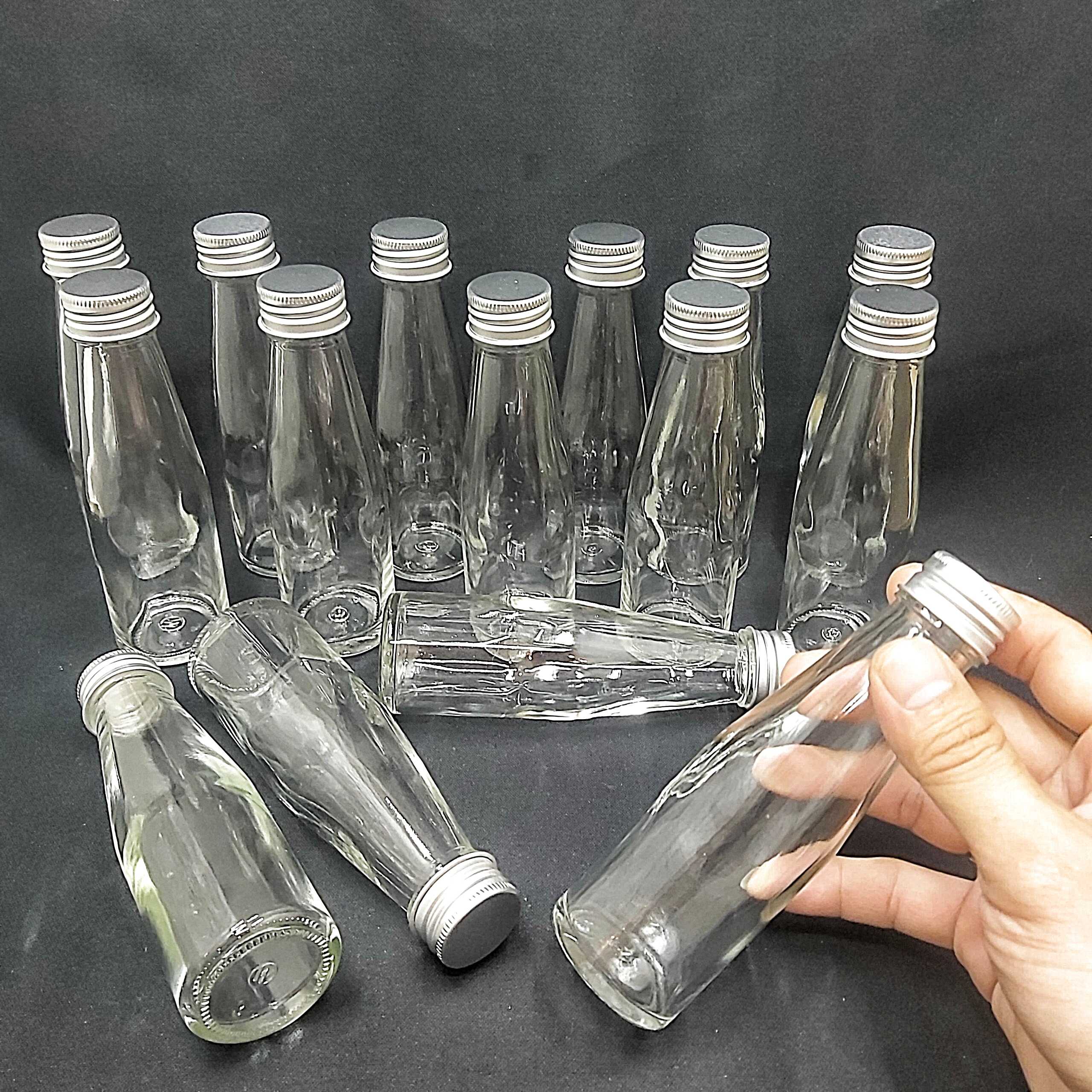 Lọ thủy tinh nhỏ 100ml mẫu trụ cao nắp thiếc bạc – Chai thủy tinh nhỏ - Chai thủy tinh 100ml đựng mật ong, nước mắm, thức uống