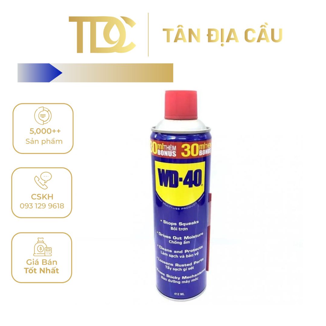 Chai xịt Bôi trơn WD-40 412ml Làm sạch Chống ẩm Chống rỉ sét Multi-Use Product