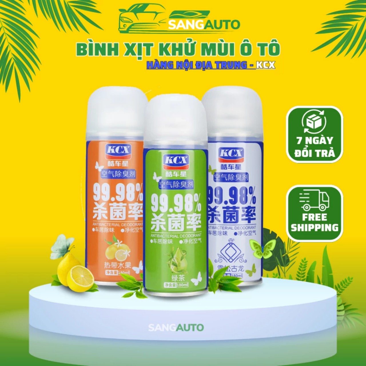 Chai xịt khử mùi khử khuẩn KC 99,98% nội thất điều hòa ô tô , phòng ngủ tự động hàng cao cấp