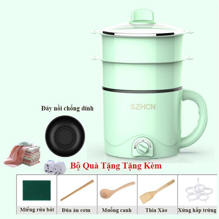 Nồi Lẩu Điện Mini 3 Tầng Cao Cấp, Có Xửng Hấp - Nồi Điện Đa Năng Mini Chống Dính Tiện Lợi, Chiên, Rán, Xào, Hấp, Ủ