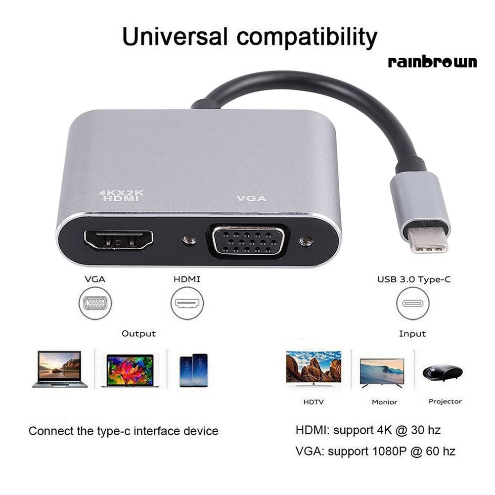 Cáp Chuyển Đổi Usb 3.1 Type C Sang Vga Hdmi 4k