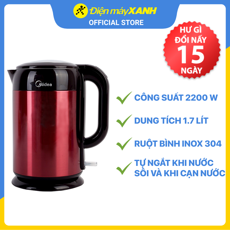 Bình siêu tốc Midea 1.7 lít MK-317DR - Hàng chính hãng