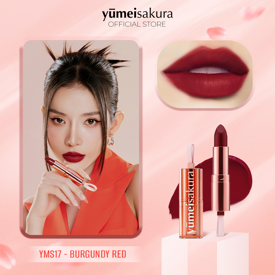 Son Thỏi Lì Mịn Chotto Matte Yumeisakura Đỏ Rượu Sẫm Burgundy Red Lipstick YMS17 3.5g