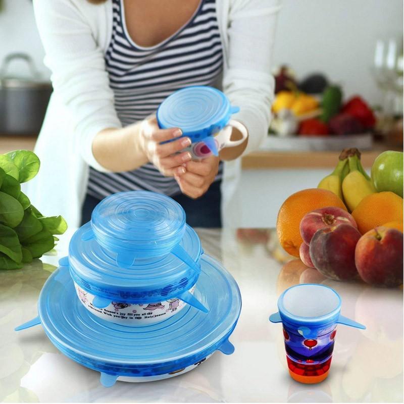BỘ 6 MIẾNG SILICON BỌC TÔ CHÉN BÁT BẢO QUẢN THỨC ĂN ĐA NĂNG -M01