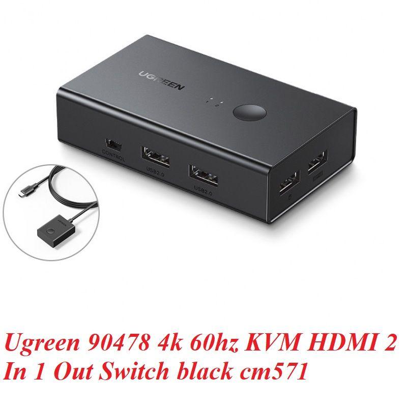 Ugreen 90478 4K 60Hz Bộ chuyển tín hiệu 2 CPU dùng 1 Màn hình cổng HDMI KVM Switch Ugreen CM571 - Hàng Chính Hãng