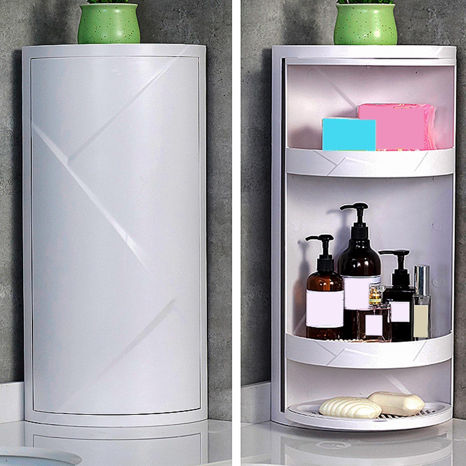 Rotating Triangle Shelf Cosmetic Storage Rack for Home Table Shower Bathroom