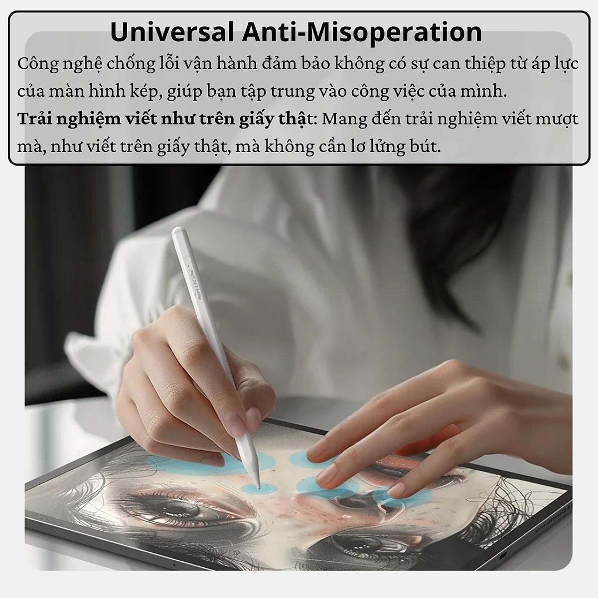 Bút cảm ứng hỗ trợ tì tay, siêu mượt cho iPad đời 2018 trở lên hiệu Nillkin iSketch S3 cho iPad Air Pro 11 12.9 13 Air 4 5 6 2018 10.2 - Hàng nhập khẩu