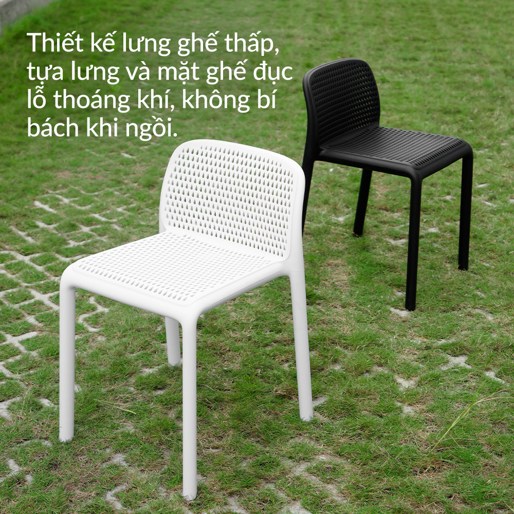 Ghế nhựa đúc tựa thấp thoáng khí Roel