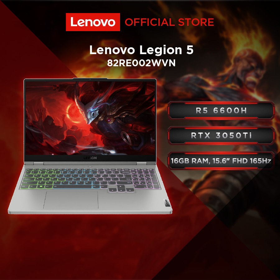 Laptop Lenovo Legion 5 15ARH7 82RE002WVN |R5-6600H|16GB|512 SSD|RTX 3050 Ti|Win11 - Hàng chính hãng