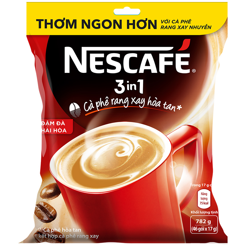 Combo 3 cà phê rang xay hòa tan Nescafé 3in1 đậm đà hài hòa (Bịch 46 gói x 17g) [Tặng túi du lịch đa năng]