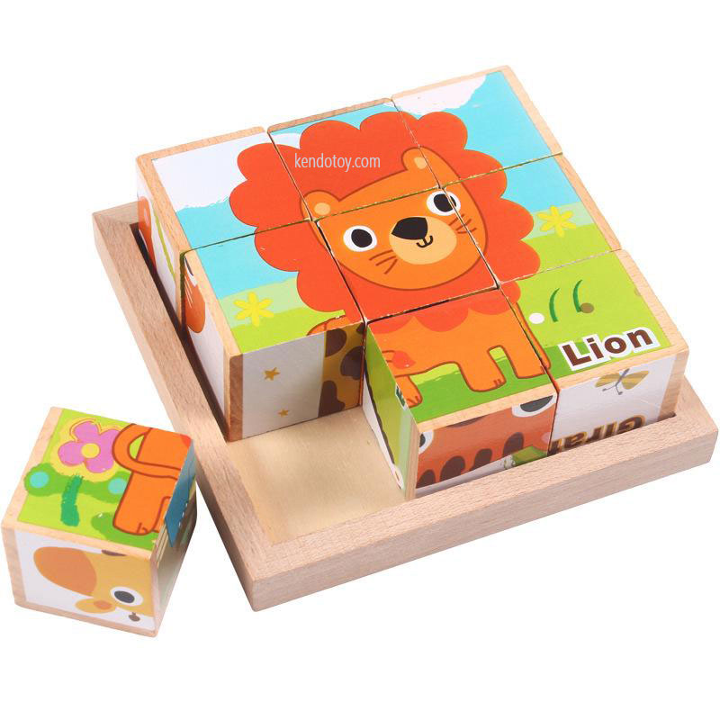 Combo 6 chủ đề xếp hình 9 khối lập phương gỗ beech cao cấp - Block puzzle