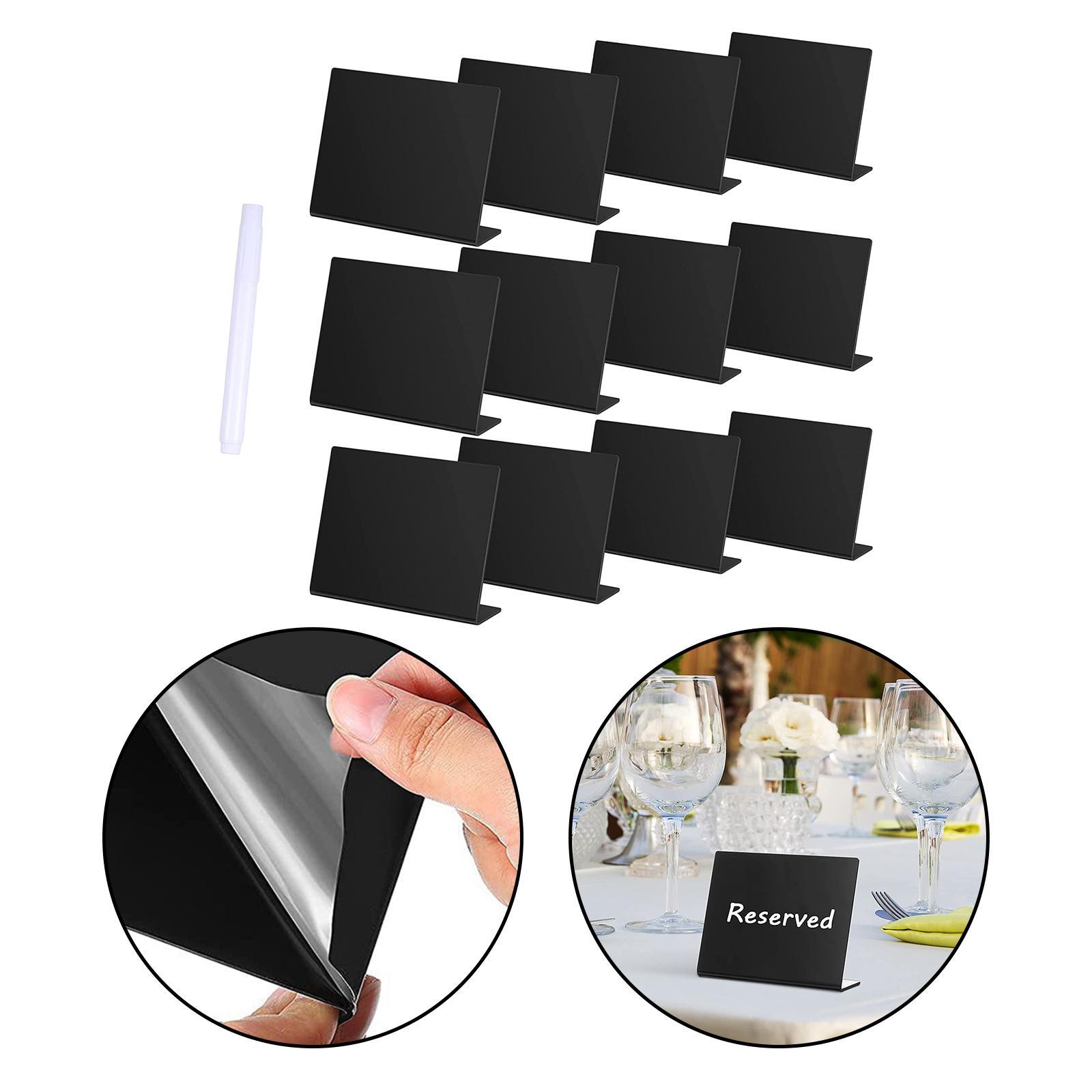 12Pcs Tabletop Message Board Memo Writing Board for Shop Buffet Wedding Black