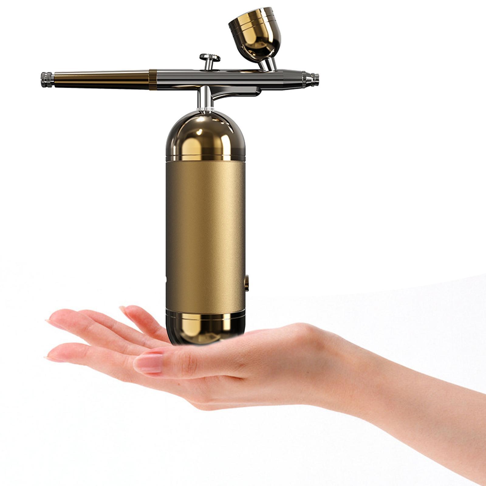 Handheld Air Brush Set Accs Portable for Makeup DIY Shoes Nail Art , Gold