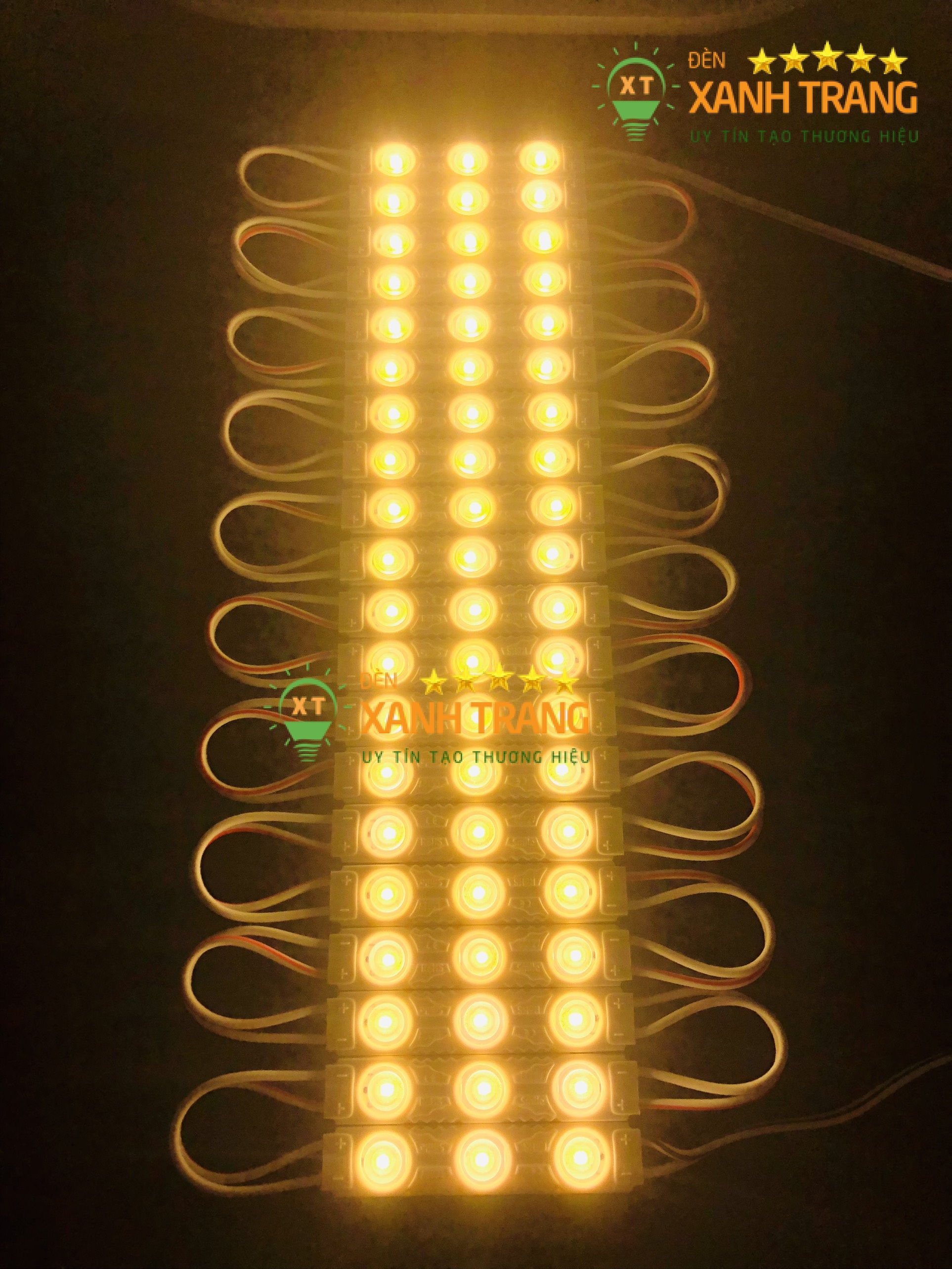LED dán modul 3 mắt, led thanh trang trí viền biển quảng cáo chống nước mau trăng, vang, xanh, đo, tim hông - Vàng nắng