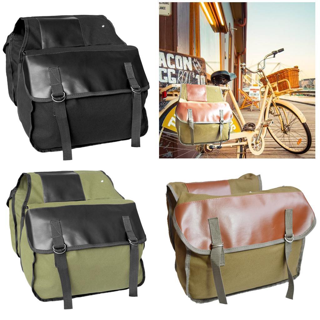 Cycling Double Panniers Bike Rear Seat Saddle Carrier Bags Black