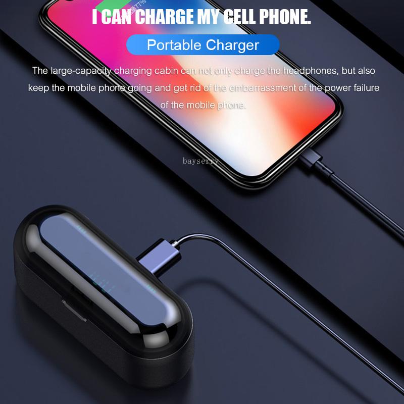 Bluetooth 5.0 9D Stereo Âm Nhạc Thể Thao Tai Nghe Không Dây Có Mic Tai Nghe 2000 MAh Power Bank Cho iPhone Samsung