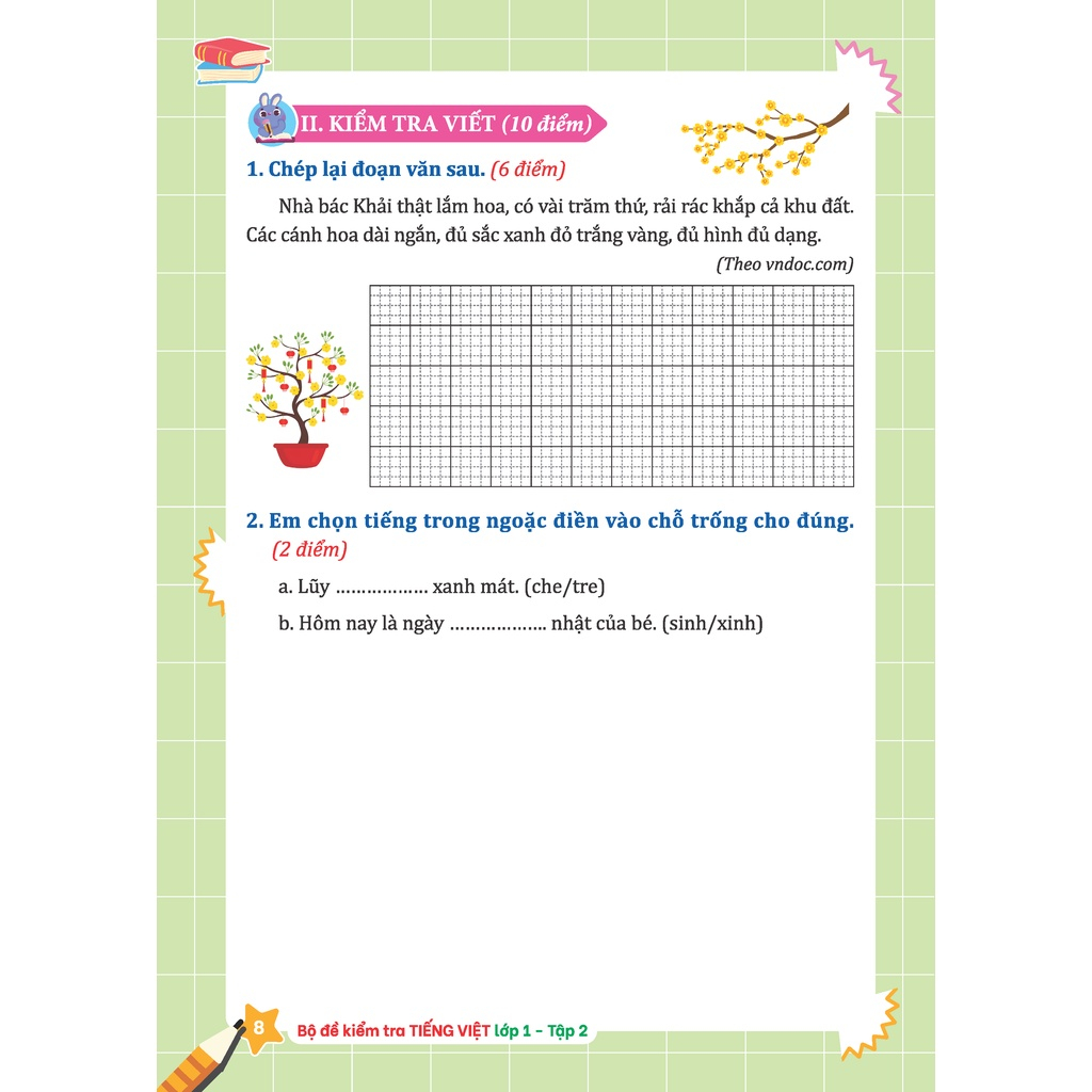 Bộ Đề Kiểm Tra Tiếng Việt Lớp 1 - Tập 2 _MT