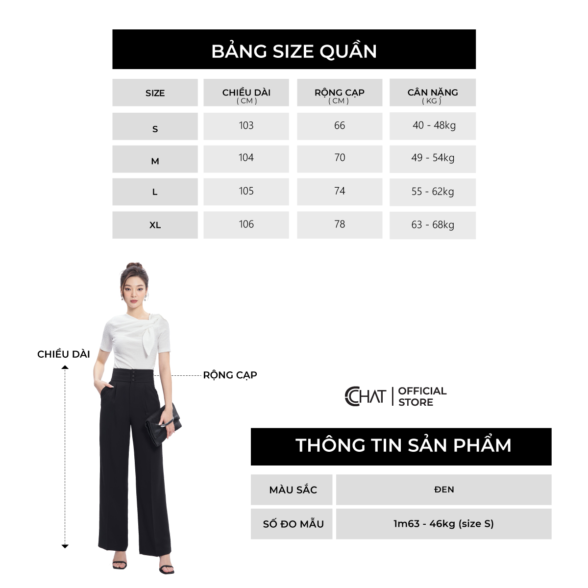 Quần Ống Rộng Kiểu Bản Cạp To 3 Cúc Chất Tuytsi Cao Cấp 53QDS2010ST