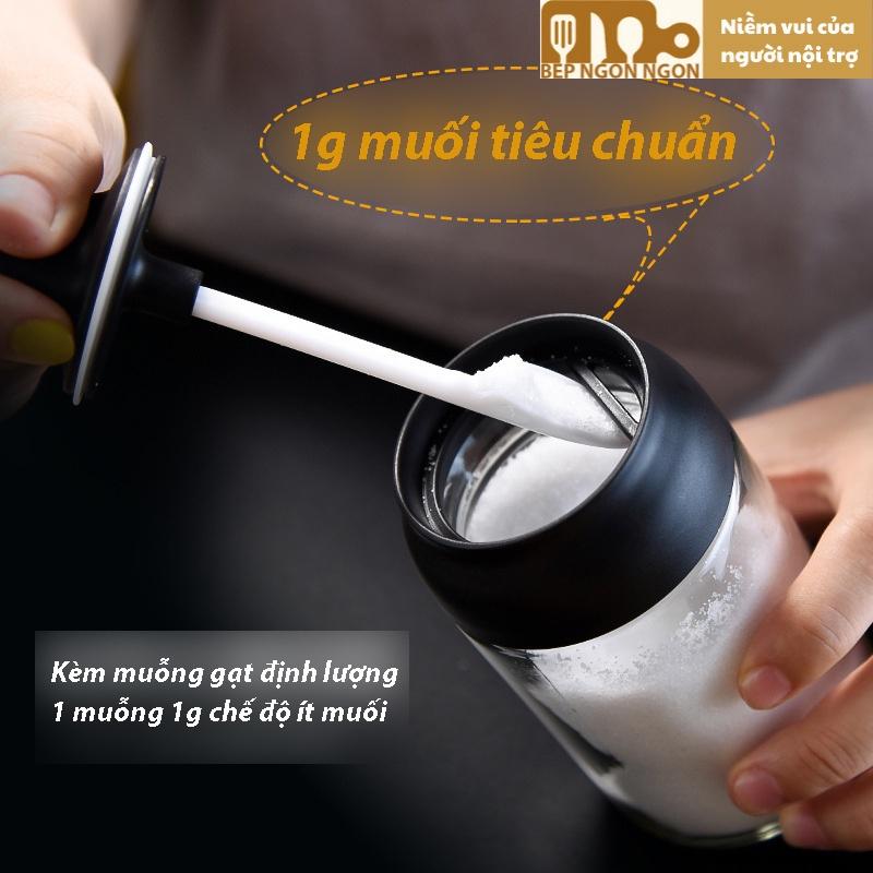 Hũ thủy tinh kèm muỗng thìa nhựa tiện dụng đựng gia vị đường muối hũ dầu hũ mật ong _BEP NGON NGON